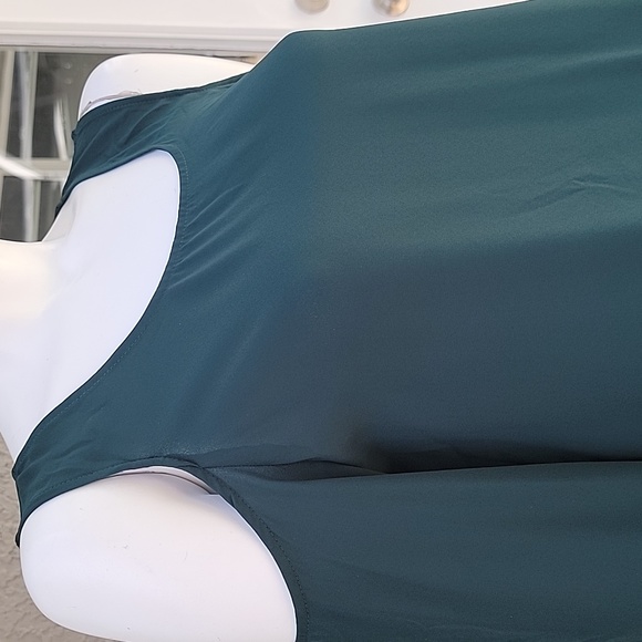 New York & Co forest green cold shoulder adjustable waist ribbon top size SX - Picture 5 of 12